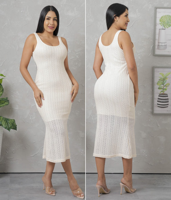 Nuevo Vestido Maxi de Tejido en Diseño de Encaje sensual