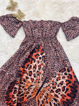 Vestido Maxi de verano estampado de leopardo y mariposa