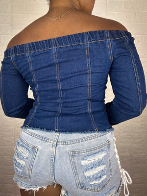 Blusa Jeans con hombro descubierto