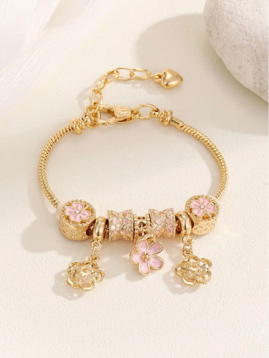 1 pieza Pulsera de moda con corazón & con diseño de flor para mujeres para decoración diaria