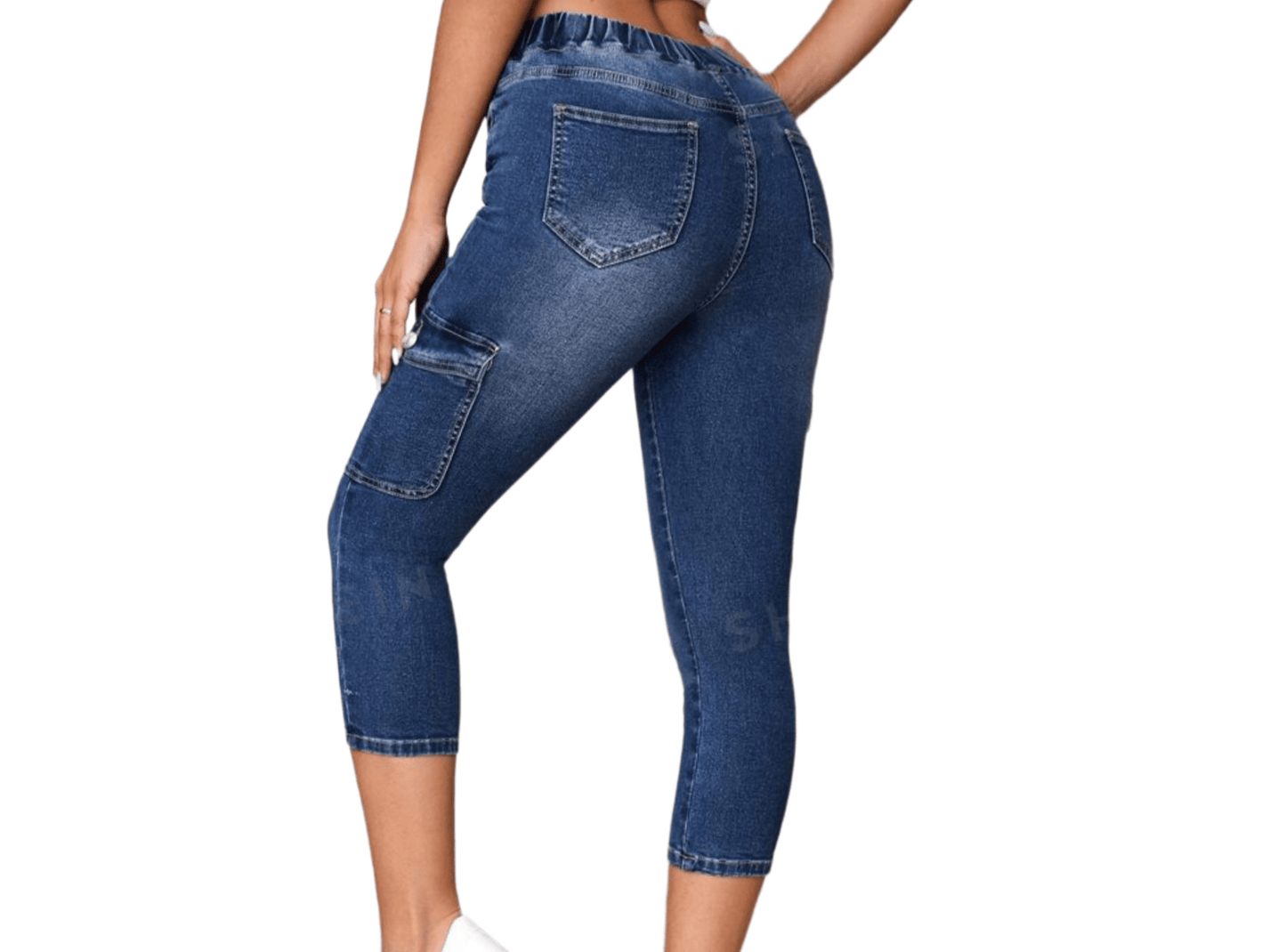 Jeans de cintura con cordón y bolsillo