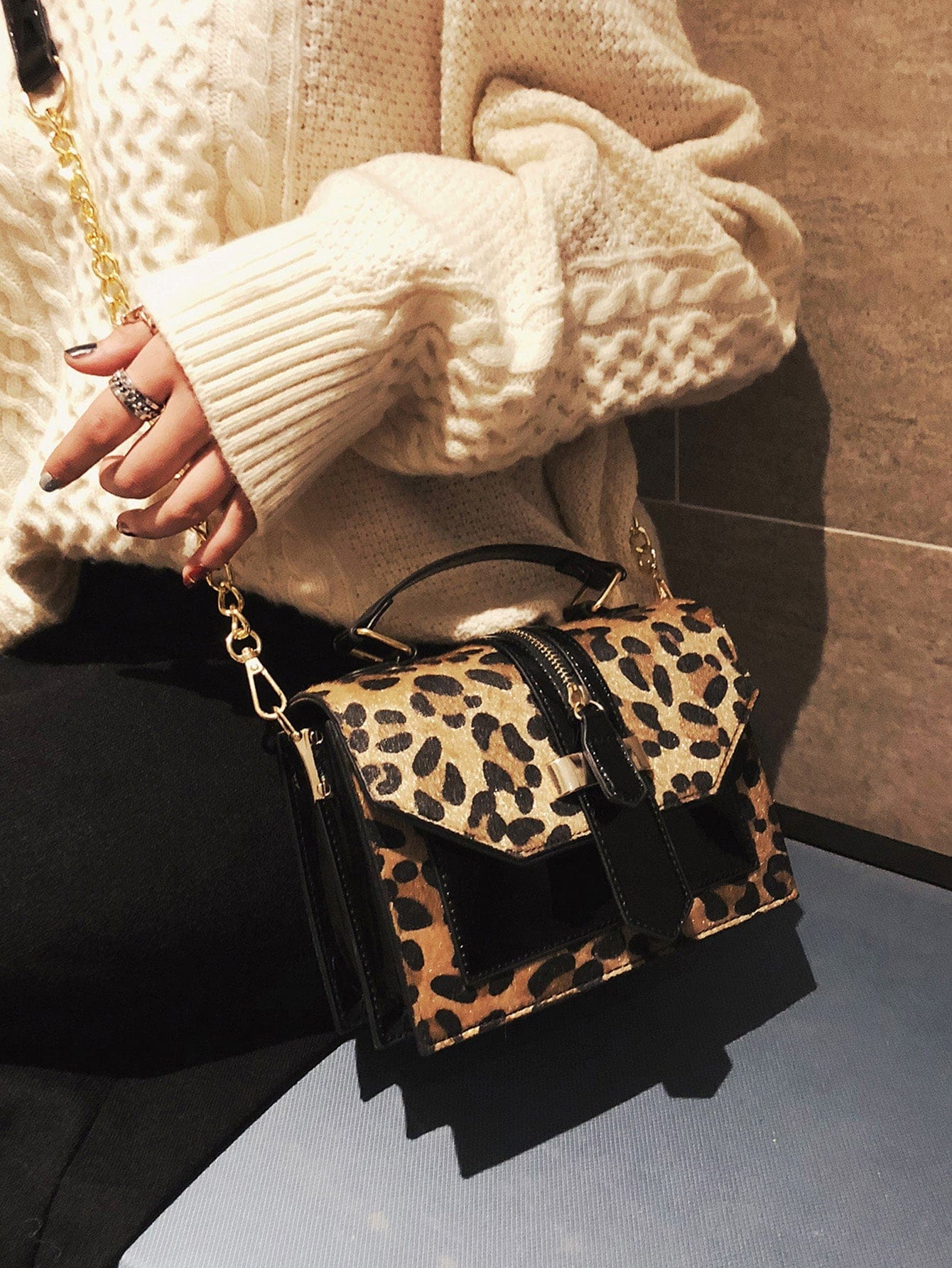 Gloue mini bolso estampado de leopardo