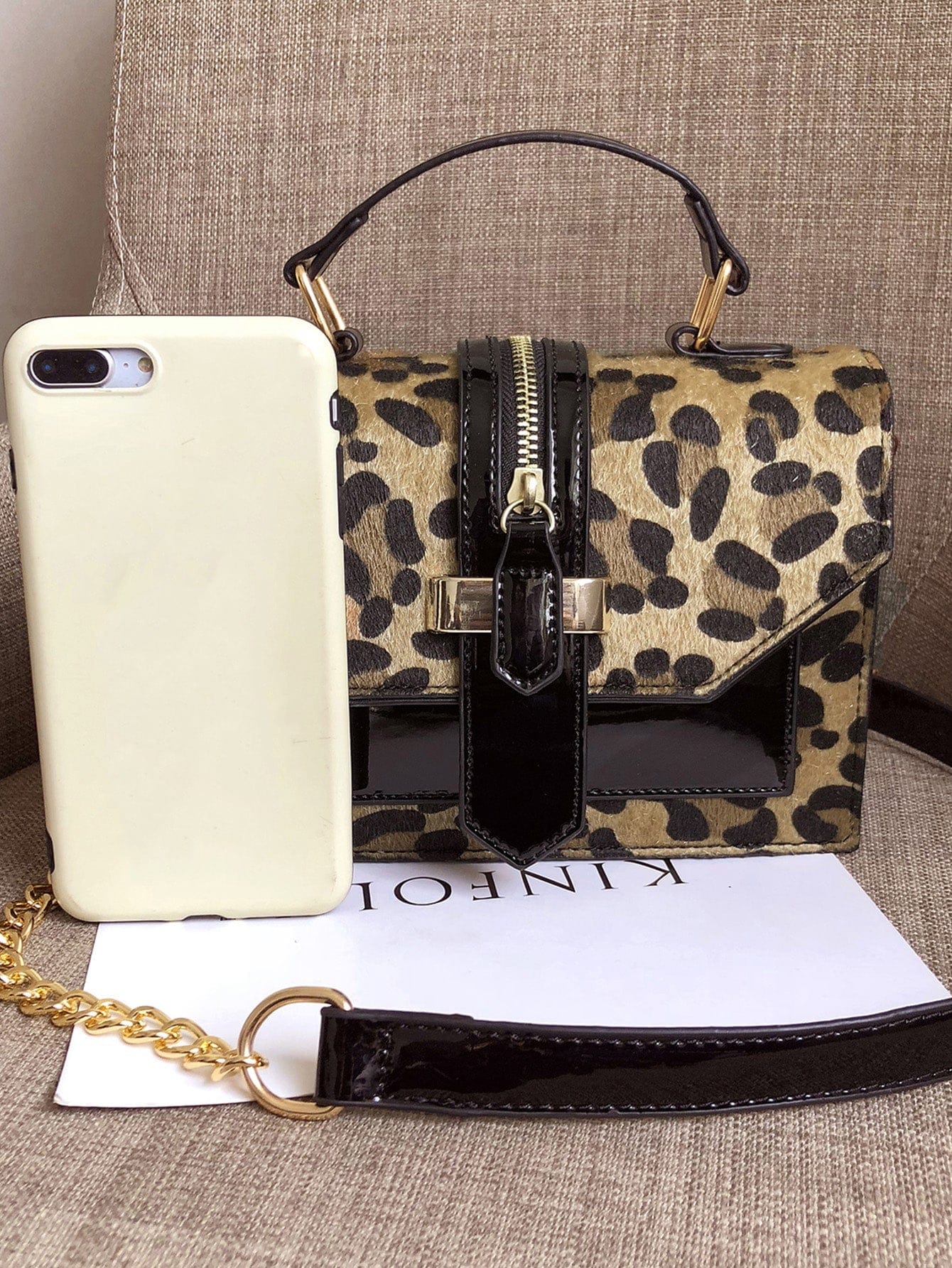 Gloue mini bolso estampado de leopardo