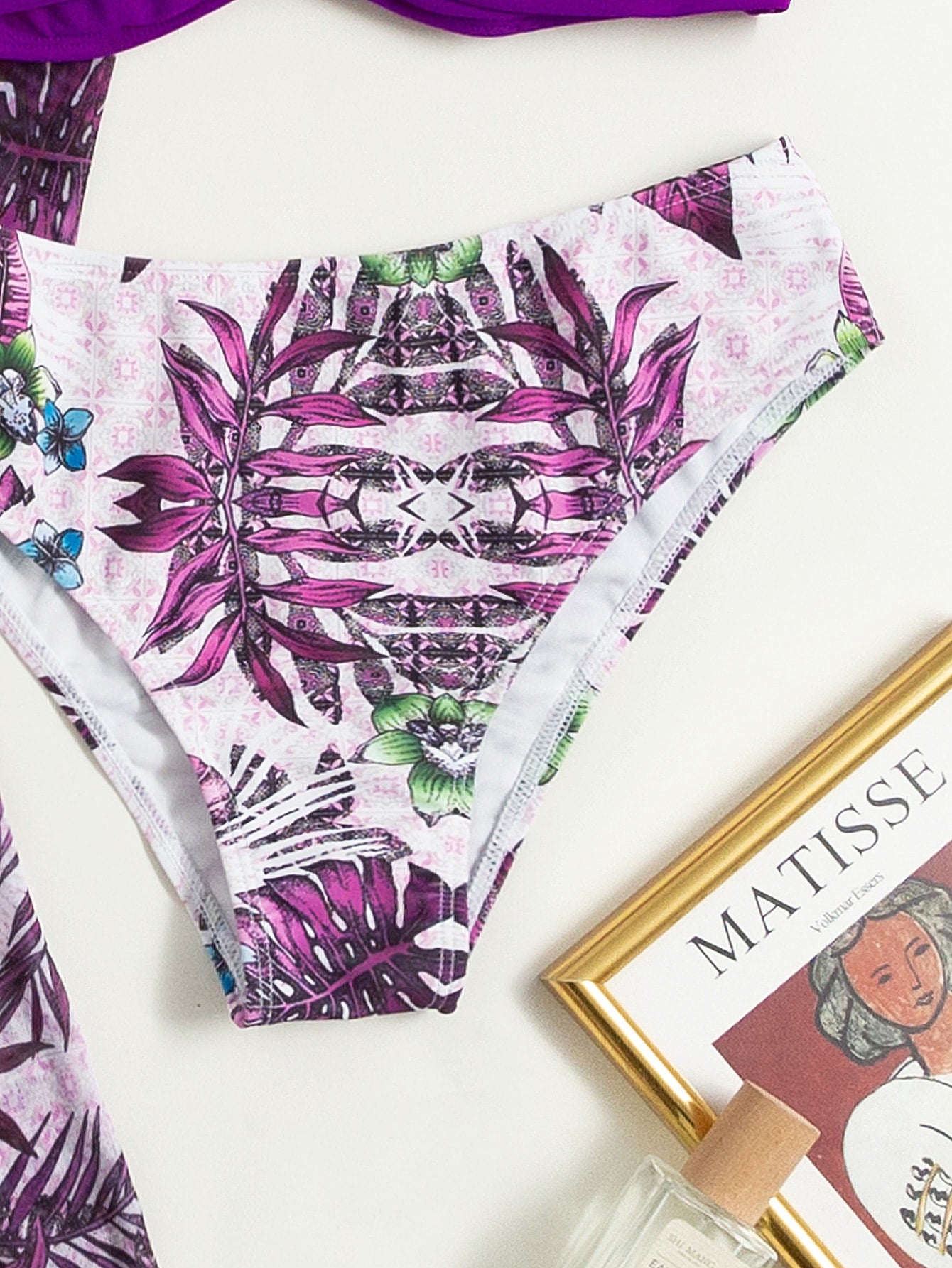 3 pieza bikini de estampado tropical