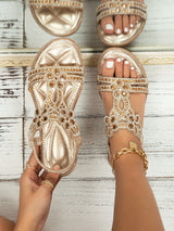 Sandalias planas con diamante de imitación