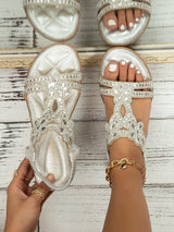 Sandalias planas con diamante de imitación