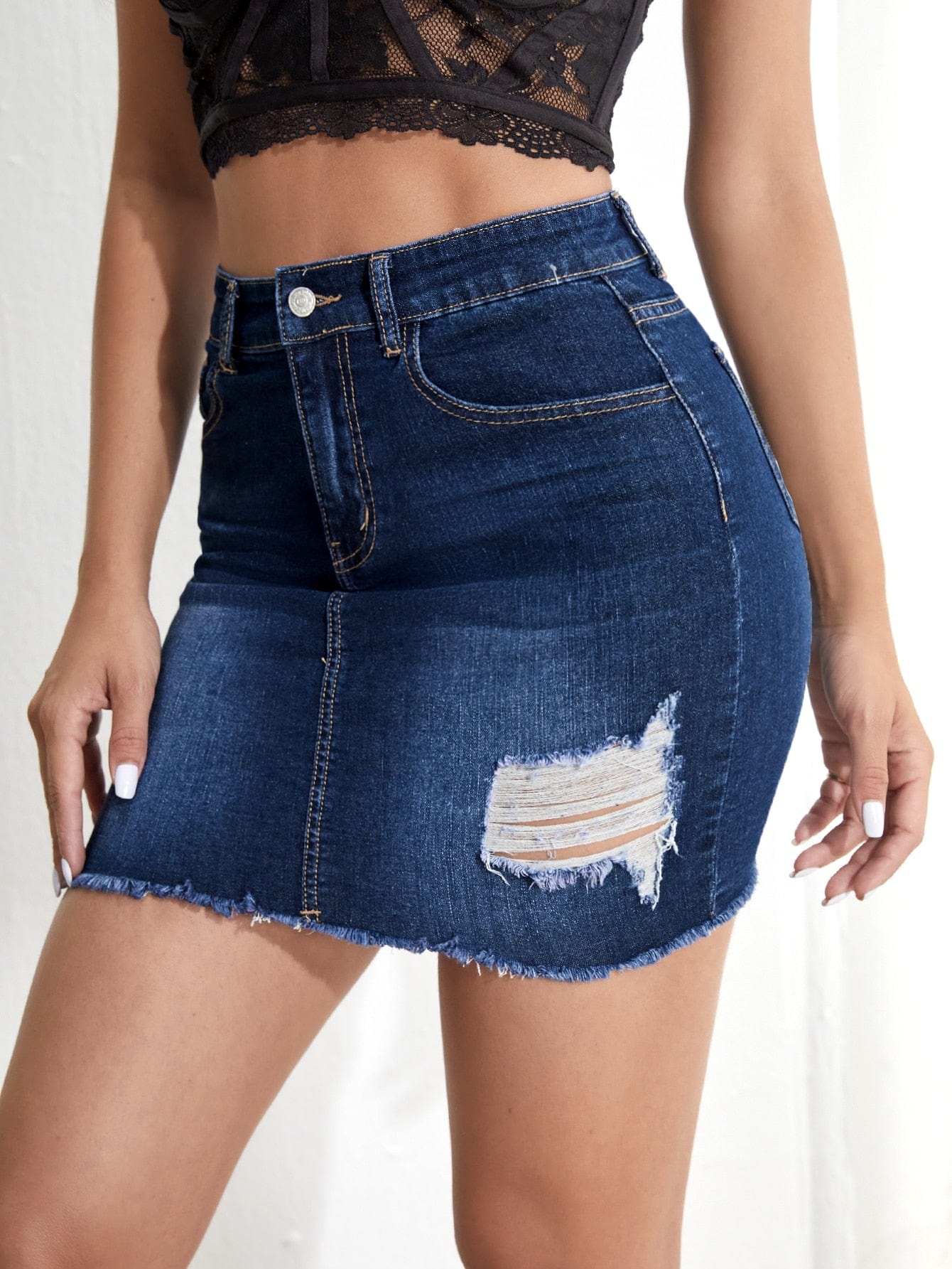 Falda jeans desgarrado