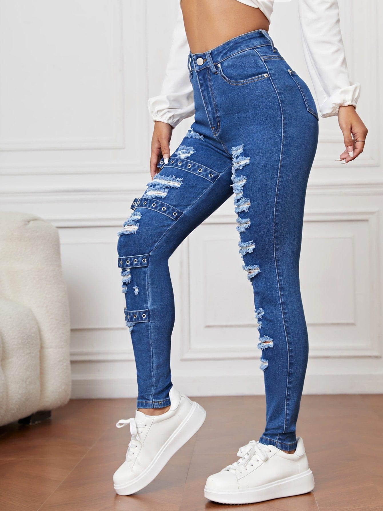 Jeans ajustados rasgados