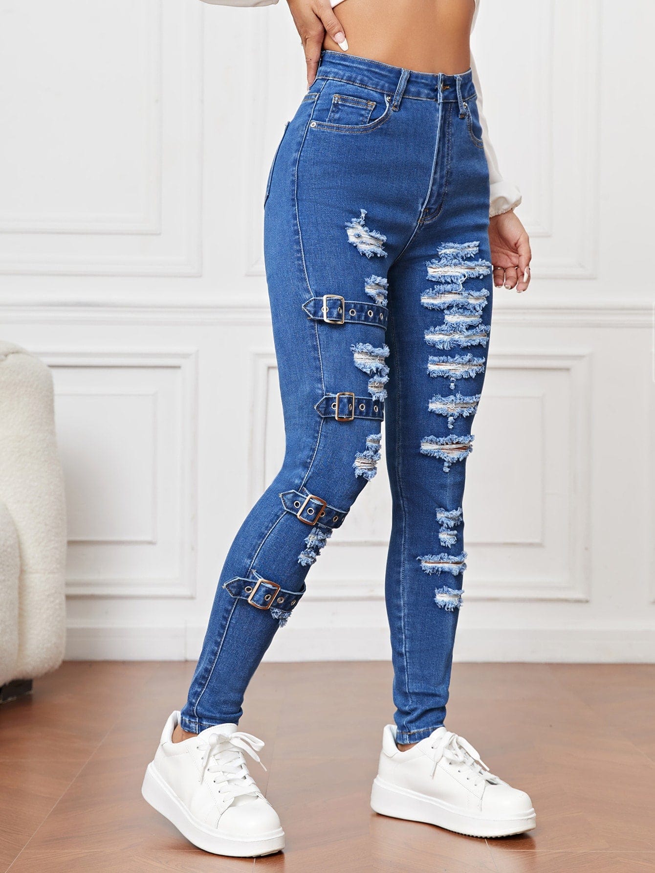 Jeans ajustados rasgados