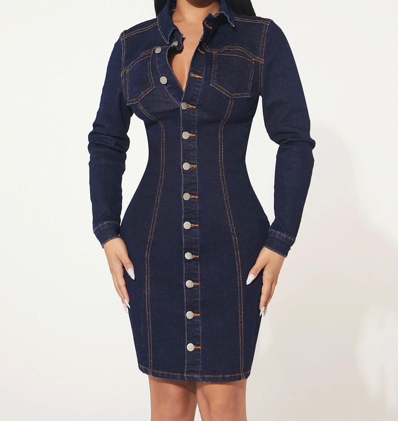 Gloude vestido jeans con botonadura sencilla