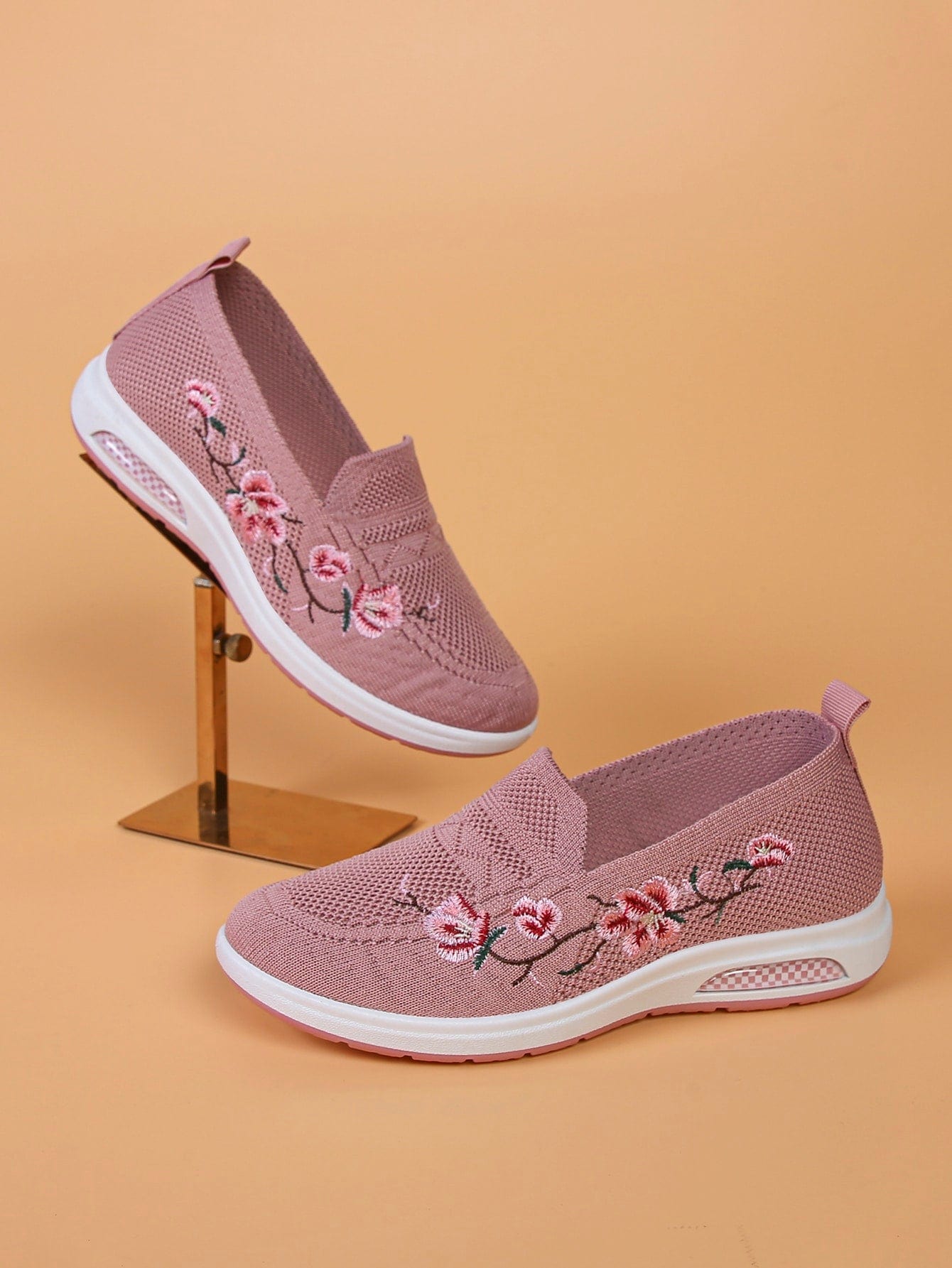 Gloude Zapatos con bordado floral sin cordones