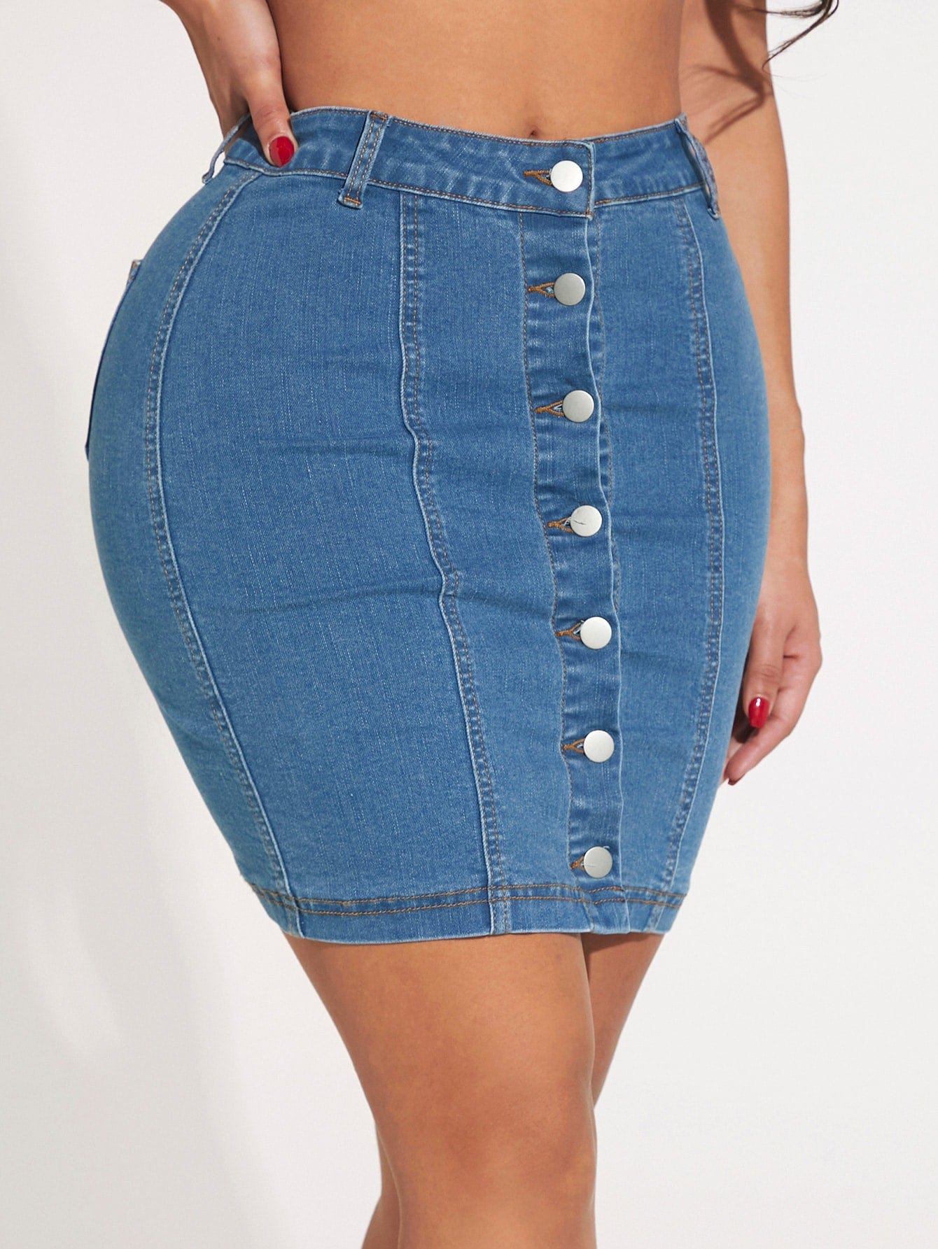 Falda jeans botones delantero