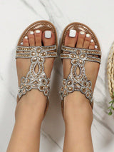 Sandalias planas con diamante de imitación