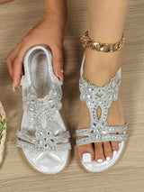 Sandalias planas con diamante de imitación