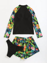 Conjunto bañador con estampado tropical