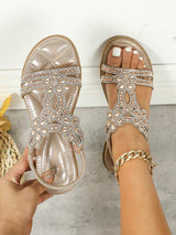 Sandalias planas con diamante de imitación