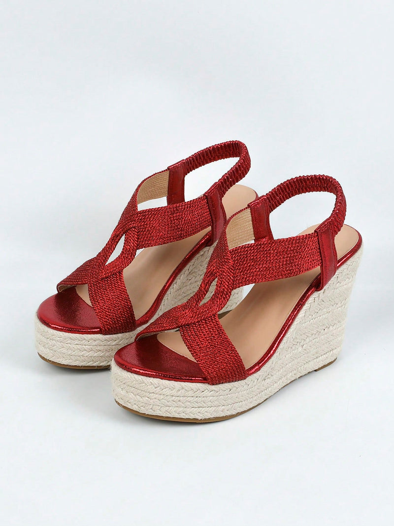 Sandalias con brillante cuña tacón