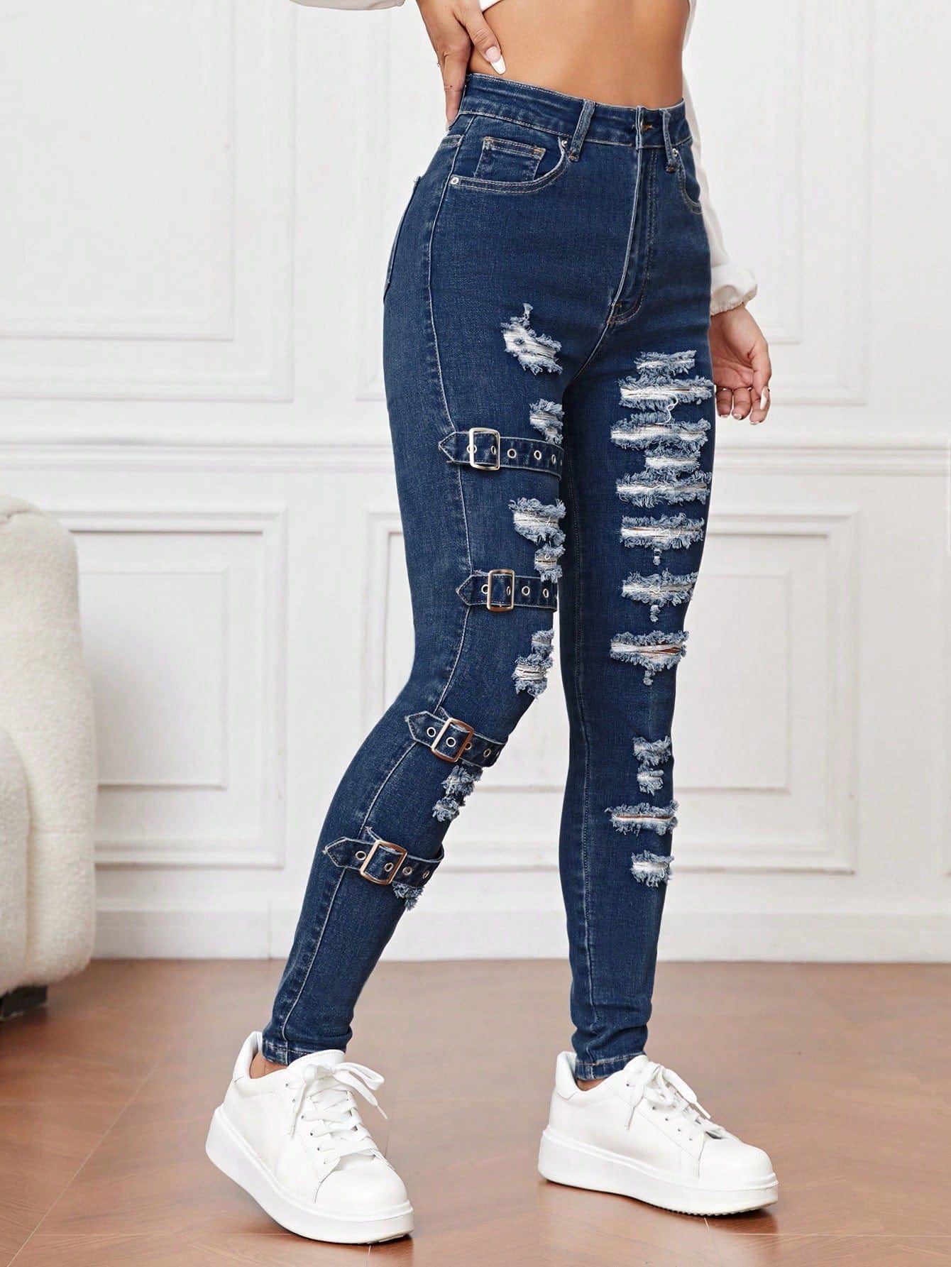 Jeans ajustados rasgados