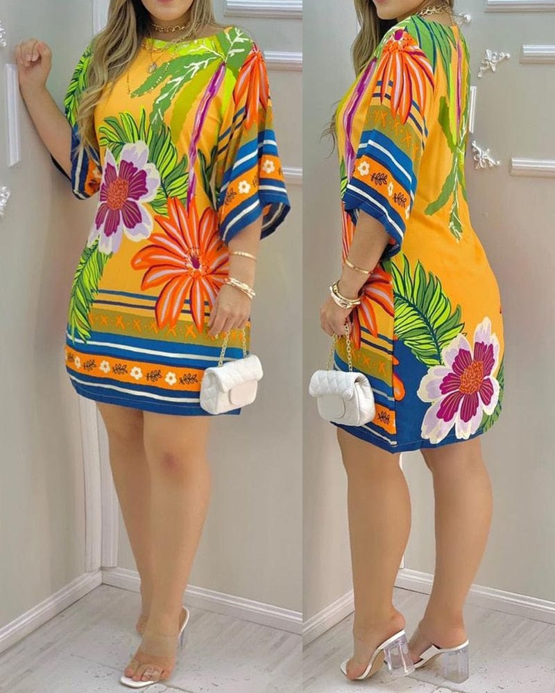 Gloude vestido informal con estampado tropical