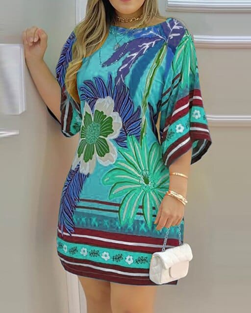 Gloude vestido informal con estampado tropical