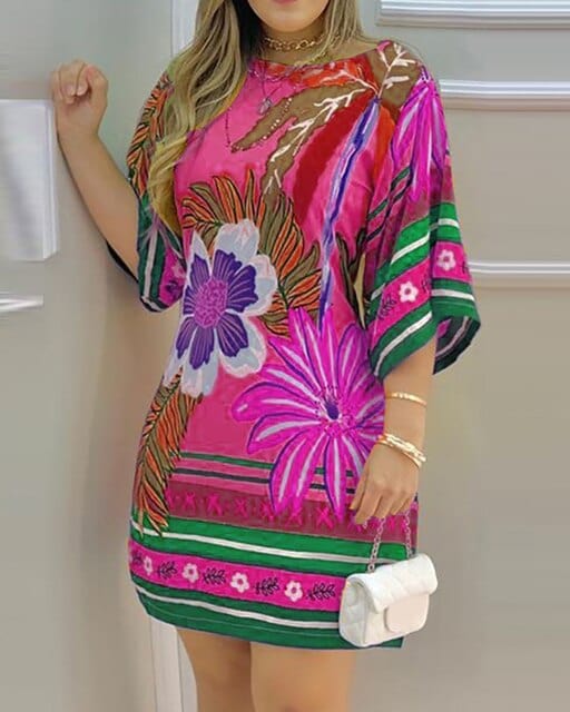 Gloude vestido informal con estampado tropical