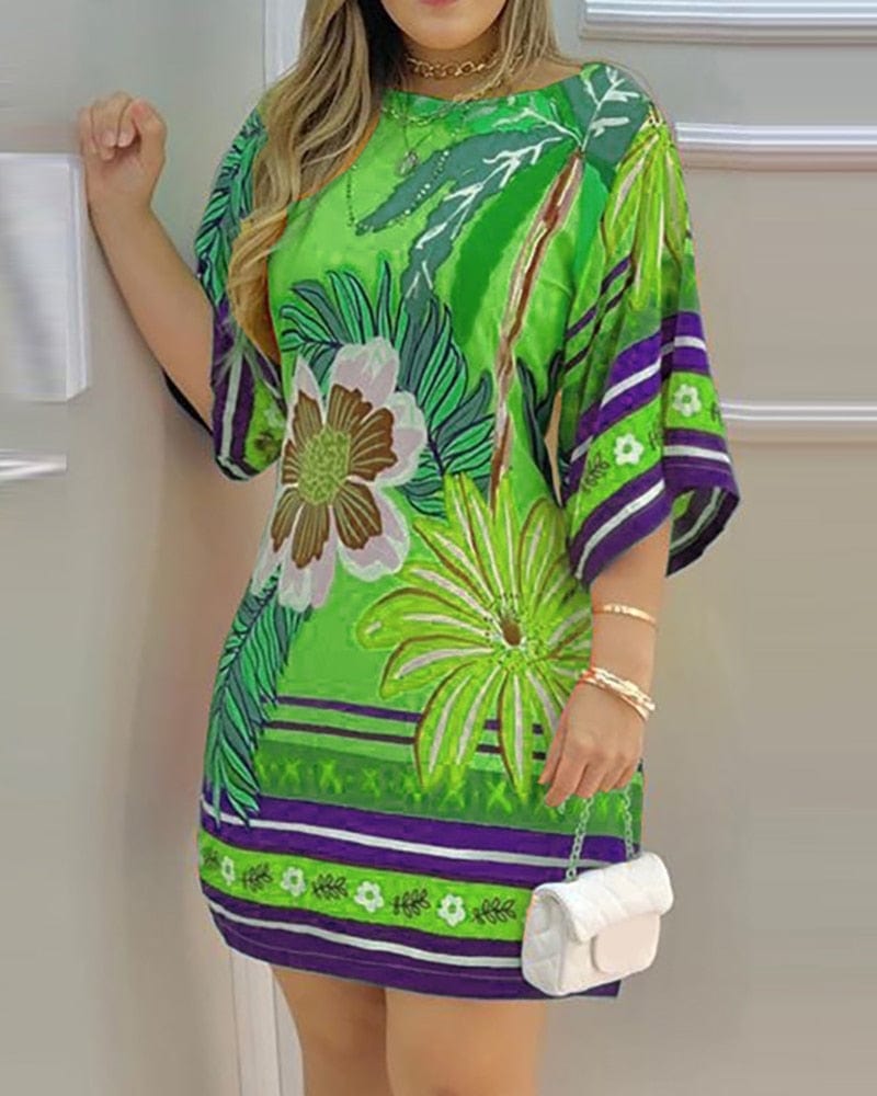 Gloude vestido informal con estampado tropical